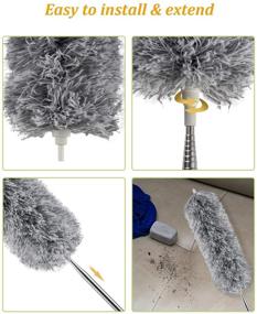 img 1 attached to Long Reach Microfiber Duster with Extension Pole, 100 Inches Extra Long Dusting Cleaner with Flexible Head, Extendable Car Duster for Interior Car Cleaning, Ceiling Fan, Blinds, High Ceiling, and Cobwebs