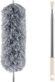 img 4 attached to Long Reach Microfiber Duster with Extension Pole, 100 Inches Extra Long Dusting Cleaner with Flexible Head, Extendable Car Duster for Interior Car Cleaning, Ceiling Fan, Blinds, High Ceiling, and Cobwebs