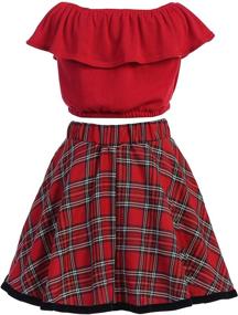 img 2 attached to 👗 Stunning Holiday Fashion: iGirlDress Little Girls Red Black Velvet Plaid Dress, Perfect for Fall and Christmas Festivities! 3Mos-12