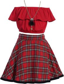 img 3 attached to 👗 Stunning Holiday Fashion: iGirlDress Little Girls Red Black Velvet Plaid Dress, Perfect for Fall and Christmas Festivities! 3Mos-12