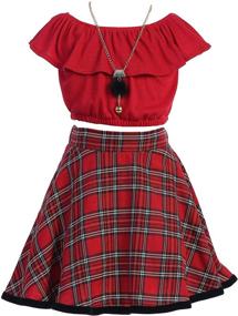 img 4 attached to 👗 Stunning Holiday Fashion: iGirlDress Little Girls Red Black Velvet Plaid Dress, Perfect for Fall and Christmas Festivities! 3Mos-12