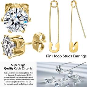 img 3 attached to 💫 Hoop Earrings, Lightweight Geometry Twisted Chunky Hoops in 14K Gold/Silver Plated, Loop Earrings with Cubic Zirconia Stud Earrings Set for Women and Girls