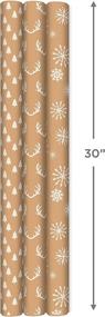 img 2 attached to Environmentally-Friendly Hallmark Recyclable Kraft Wrapping Paper (3 Rolls: 90 Sq. Ft. Total) - Minimalist Christmas Designs: White Trees, Deer Antlers & Snowflakes on Brown Kraft - Perfect for Holidays, Weddings & Winter Solstice