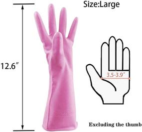 img 3 attached to 🧤 Mulfei Kitchen Gloves - 3 Pairs, Reusable Rubber Gloves for Dishwashing, Latex Free, Size Large - Includes Green, Pink, and Blue