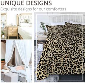 img 3 attached to 🐆 BlessLiving Leopard Comforter Set: Animal Print Cheetah Bedding 3 Piece Golden Comfort with 2 Pillow Shams - Full/Queen Size