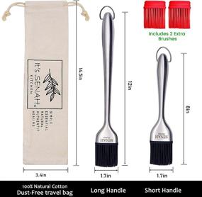 img 2 attached to 🔥 Senah New 7-Piece Bundle: 304-Stainless Steel BBQ Grill Basting Brush | 100% Natural Cotton Storage Bag | Easy Grip Handle Oil Brush | Anti-Corrosion Baking & Pastry Cooking Brushes