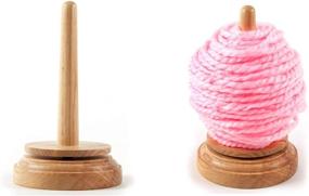 img 3 attached to Efficient and Timeless: Classic Knit Wooden Spinning Yarn & Thread Holder - Each