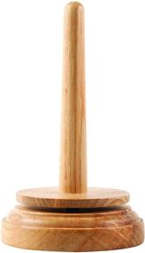 img 4 attached to Efficient and Timeless: Classic Knit Wooden Spinning Yarn & Thread Holder - Each