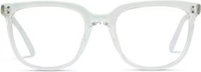 img 4 attached to WearMe Pro - Square Rectangular Classic Flat Top Women Men Unisex Blue Light Glasses (Clear)