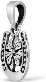 img 3 attached to WithLoveSilver: Exquisite 925 Sterling Silver Horseshoe Pendant with Four Leaf Clover for Good Luck