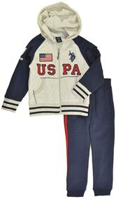 img 2 attached to 👦 U.S. Polo Assn. Boys' Varsity-Style Hooded Fleece Jacket and Jogging Pants
