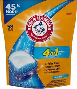 img 2 attached to 🧺 Arm & Hammer 4-in-1 Laundry Detergent Power Paks, 58 Count - Ultimate Cleaning Solution for Laundry