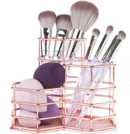 💄 giverny makeup brush holder – metal organizer in golden rose for cosmetic storage of anne's beauty products including sponges blender display logo