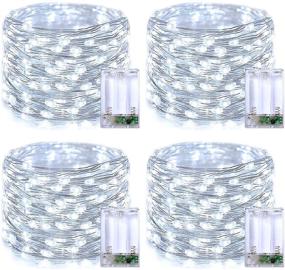 img 4 attached to Enhance Any Occasion with JMEXSUSS 4 Pack 50 LED Fairy Lights: Waterproof, Battery Operated, and Versatile Silver Wire Twinkle Lights for Bedroom, Party, Wedding, Christmas, and More!