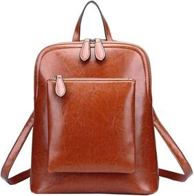 img 2 attached to Vintage Black Leather Backpack: Stylish Women's Handbag & Wallet Combo