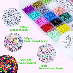 img 3 attached to 📿 7600pcs Bead Craft Kit Set for Jewelry Making: Bracelet Beads, Glass Seed Beads, Heart Smiley Acrylic Letter Beads, Elastic String Cords, Tweezers and DIY Craft Accessories Material Kit