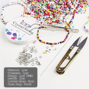 img 2 attached to 📿 7600pcs Bead Craft Kit Set for Jewelry Making: Bracelet Beads, Glass Seed Beads, Heart Smiley Acrylic Letter Beads, Elastic String Cords, Tweezers and DIY Craft Accessories Material Kit