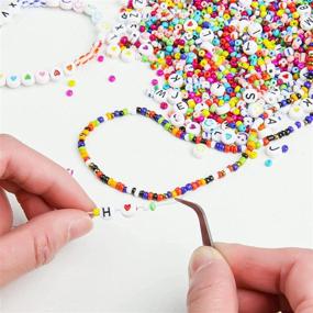 img 1 attached to 📿 7600pcs Bead Craft Kit Set for Jewelry Making: Bracelet Beads, Glass Seed Beads, Heart Smiley Acrylic Letter Beads, Elastic String Cords, Tweezers and DIY Craft Accessories Material Kit