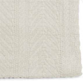 img 2 attached to 🌿 Vellux Cotton Woven Blanket - Natural, Cozy, Warm, Chevron Textured, Pet-Friendly & All-Seasons - Ecru