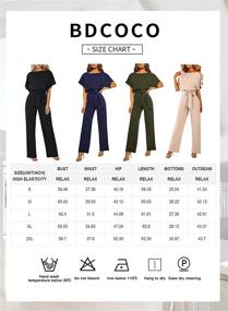 img 3 attached to 👗 Bdcoco Women's Casual Short Sleeve Belted Jumpsuits: Stylish Solid Wide Leg Pants Rompers