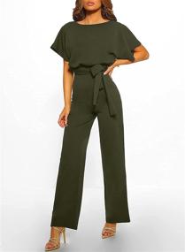 img 1 attached to 👗 Bdcoco Women's Casual Short Sleeve Belted Jumpsuits: Stylish Solid Wide Leg Pants Rompers