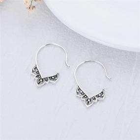 img 1 attached to 925 Sterling Silver Hoop Earrings: Balinese Tribal Boho Lotus Threader Hoop Earrings - Perfect Gift for Yogis