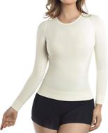 👚 +md women's compression slimming shirts and undershirts for tummy, waist, and bust - long sleeves thermal underwear with round neck логотип