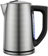 1.7l stainless steel electric kettle with temperature control, led light, auto shut-off, boil-dry protection, keeping-warm, bpa-free hot water boiler, 1500w fast boiling logo