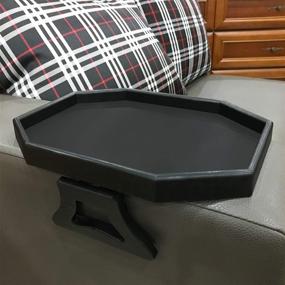 img 4 attached to 🖤 Black Forzaddik Clip-On Table for Side Tables and Sofa Armrest, Recliner Armchair Organizer Tray