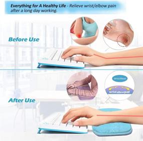 img 2 attached to 🖥️ Relieve Elbow Pain with Upgraded Computer Wrist Elbow Pad - Creatiee Premium Memory Cotton Arm Rest Support Mat for Office and Gaming - Long-Sized, Blue (7.9 x 31.5 inch)