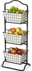 img 4 attached to 🖤 Black 3-Tier Rigid Wire Market Fruit Basket Stand by SimpleHouseware