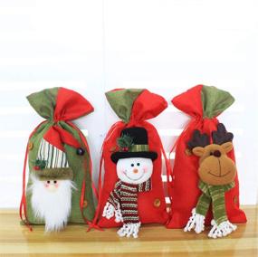 img 2 attached to 🦌 Christmas Candy Bags - SUNTRADE 3 Pack Santa Claus Snowman Reindeer Candy Packaging Gift Bag for Party Favors