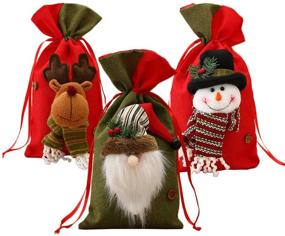 img 3 attached to 🦌 Christmas Candy Bags - SUNTRADE 3 Pack Santa Claus Snowman Reindeer Candy Packaging Gift Bag for Party Favors