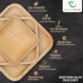 img 2 attached to 30 Disposable Palm Leaf Plates: Square 10 Inch with Wood Forks & Knives - Extra Sturdy, 100% Compostable & Biodegradable - Rustic Eco-Friendly Party Tableware