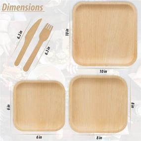 img 1 attached to 30 Disposable Palm Leaf Plates: Square 10 Inch with Wood Forks & Knives - Extra Sturdy, 100% Compostable & Biodegradable - Rustic Eco-Friendly Party Tableware