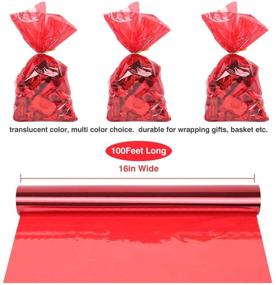 img 3 attached to 🎁 Cellophane Wrapping Rolls - Translucent Red, 100 Feet Long, 16 Inches Wide, 2.3Mil Thickness - Perfect for Gift Baskets, Treats, Candy, Cookies - Shinny, Colorful Cellophane Wrapping Paper for Christmas Holidays