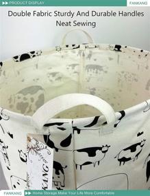 img 2 attached to 🐄 FANKANG Nursery Hamper Storage Basket: Foldable, Waterproof PE Coating, Large Baskets for Kids Boys & Girls, Office, Bedroom, Clothes, Toys - Cows Design