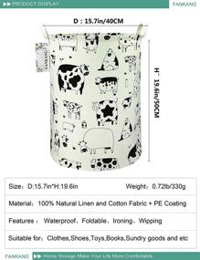 img 3 attached to 🐄 FANKANG Nursery Hamper Storage Basket: Foldable, Waterproof PE Coating, Large Baskets for Kids Boys & Girls, Office, Bedroom, Clothes, Toys - Cows Design