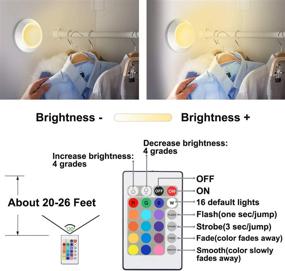 img 1 attached to 🌈 HONWELL RGB Push Lights - Пультом управляемые цветные светильники, работающие от батареи, с возможностью смены 16 цветов. Светильники липучки для шкафа, классной комнаты, шкафчика, полки и стойки.