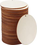 🪵 kurtzy pack of 50 wooden unfinished round circles with holes - 10cm/3.94 inches, 2.5mm thickness - blank natural wood discs slices cutouts for crafts, coasters, home decor, and ornaments logo