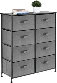 img 4 attached to 🗄️ mDesign Tall Standing Storage Dresser - Slim Drawer Organizer for Bedroom, Office, Living Room, and Closet - 8 Removable Fabric Bins - Charcoal Gray Furniture Unit