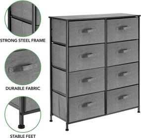 img 3 attached to 🗄️ mDesign Tall Standing Storage Dresser - Slim Drawer Organizer for Bedroom, Office, Living Room, and Closet - 8 Removable Fabric Bins - Charcoal Gray Furniture Unit