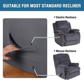 img 1 attached to 🛋️ H.VERSAILTEX Super Stretch Couch Covers for Recliner Chairs - Form Fitted Standard/Oversized Power Lift Slipcovers with Soft Thick Jacquard - Grey (1 Pack)