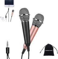 🎤 portable mini karaoke microphones for singing, recording, and listening on laptop/apple samsung android - black & rose gold - set of 2pcs logo