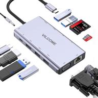 💻 vilcome usb c hub adapter: 4k hdmi, vga, sd/tf card reader, ethernet, 4 usb ports, 87w pd port - macbook pro, ipad pro, xps compatible logo