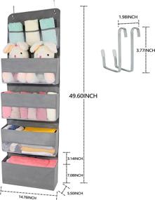 img 1 attached to 🚪 Grey Pantry Door Hanging Organizer - 5 Layers, 4 Large Pockets, 3 Small Mesh Pockets, 2 Metal Hooks (1 PCS)