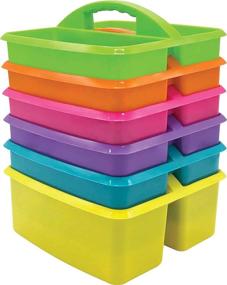img 4 attached to Assorted Bright Colors Portable Plastic Storage Caddy 6-Pack For Classrooms