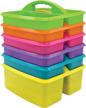 assorted bright colors portable plastic storage caddy 6-pack for classrooms logo