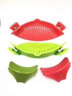 🍳 xyy 2 packs strain pan strainer: convenient clip-on silicone strainer for effortless food draining and liquid pouring in any pan or bowl (red+green) logo