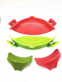 img 2 attached to 🍳 XYY 2 Packs Strain Pan Strainer: Convenient Clip-on Silicone Strainer for Effortless Food Draining and Liquid Pouring in Any Pan or Bowl (Red+Green)